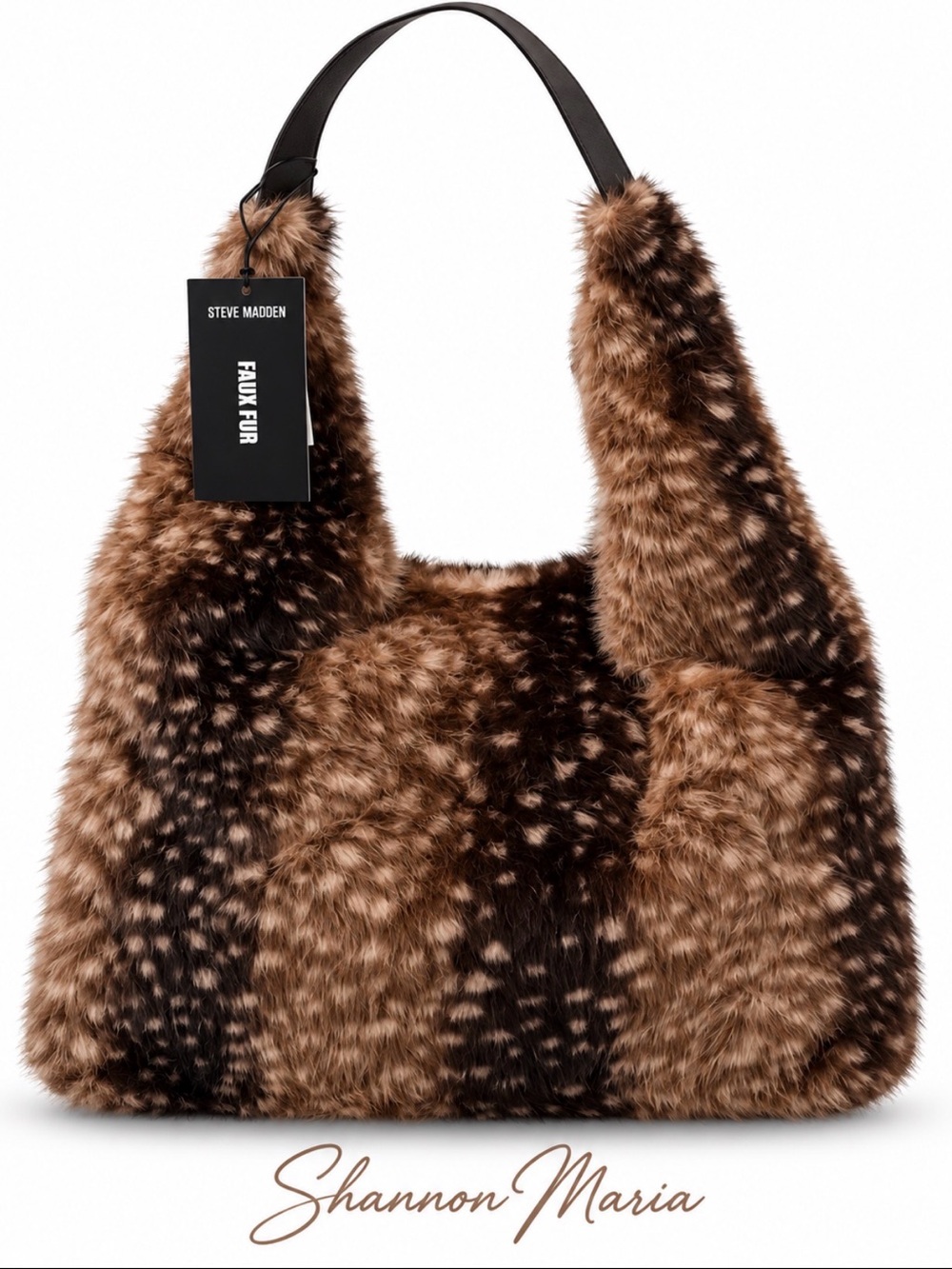 VIRAL Y2K *NWT* Steve Madden Brown Spotted Faux Fur Hobo Bag